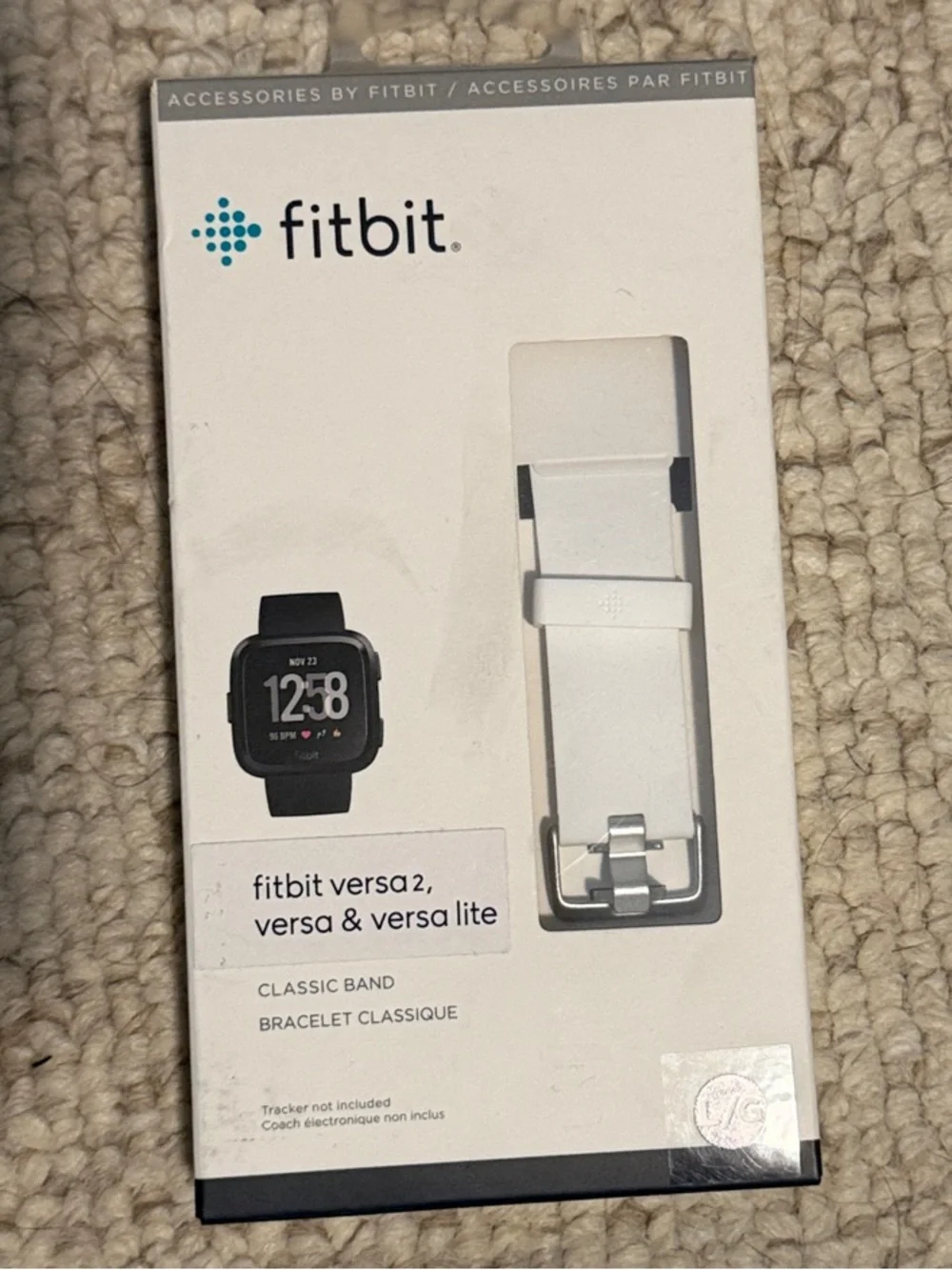 fitbit White Classic Replacement Band for Versa, Versa 2 or Versa Lite
